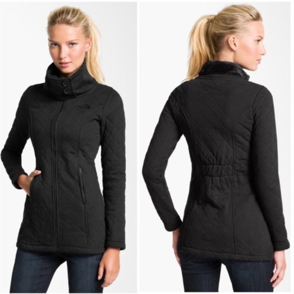 The North Face Caroluna Quilted long Jacket Fleece Lined Large L - Picture 13 of 13